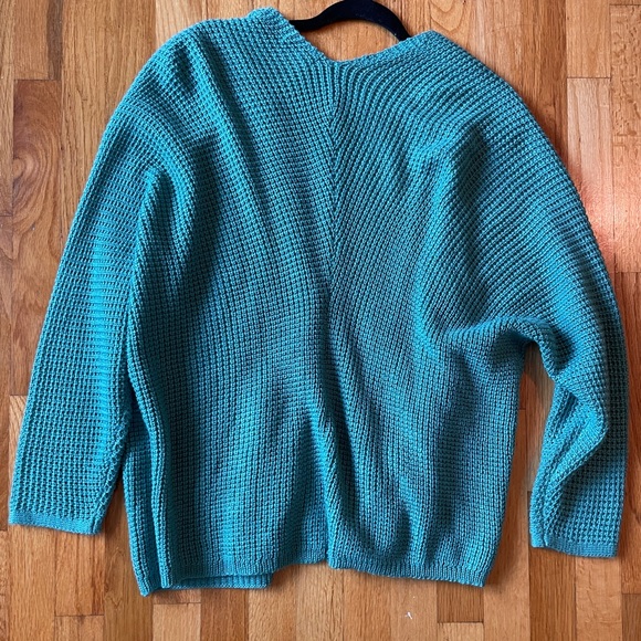 Women’s Teal Blue Green Cozy Knit Cardigan Sweater - Picture 7 of 7